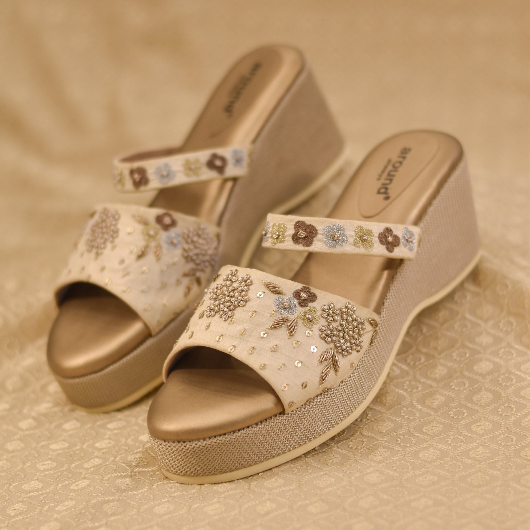 Shireen Lite Wedges Budget Golden Heels for Wedding – aroundalways