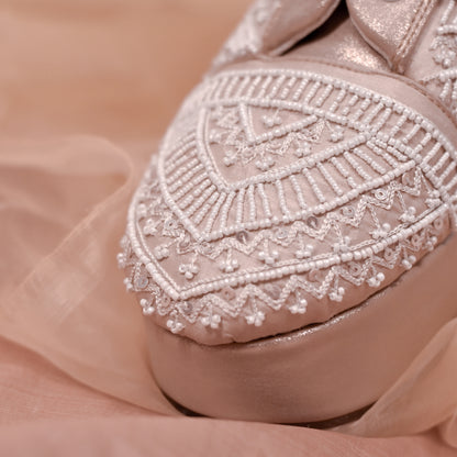 Pearl embroidered bridal wedding shoes for Christian wedding gowns