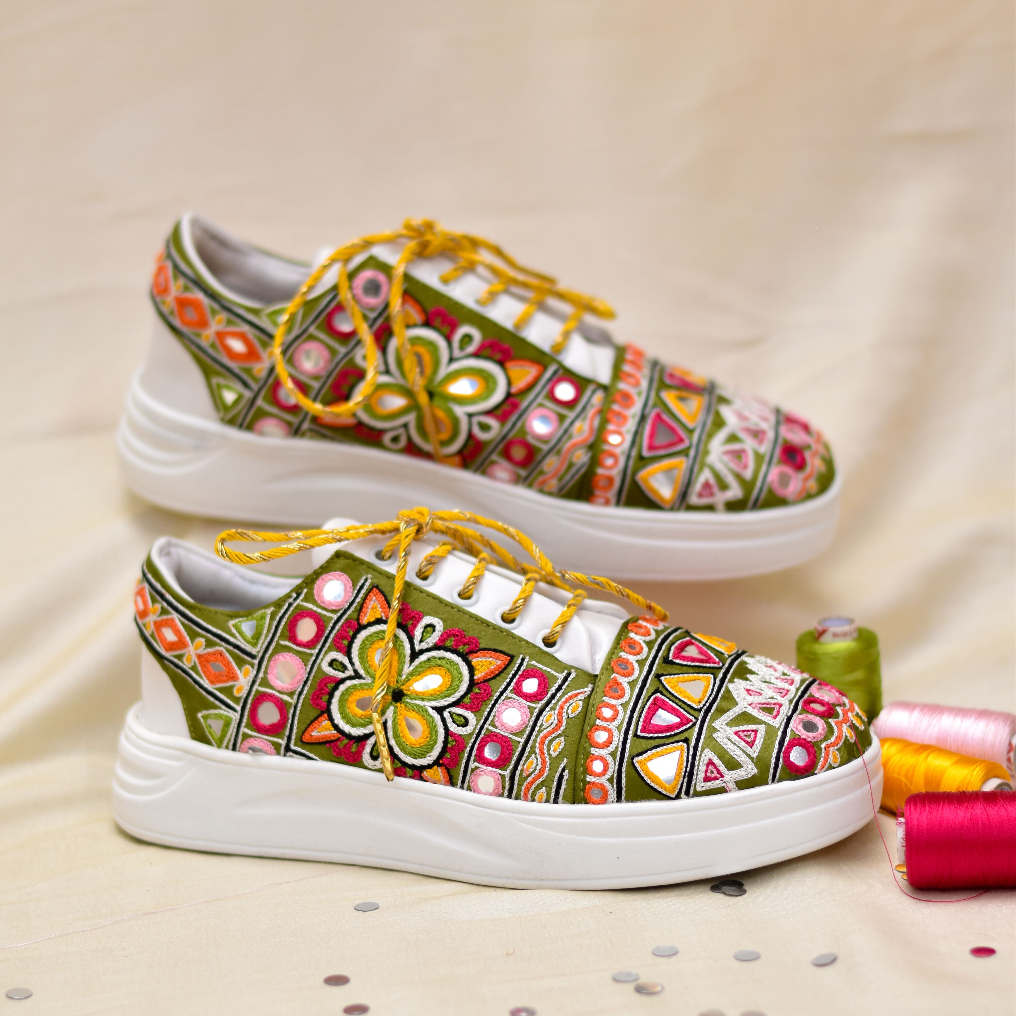 Mohini Sneakers Mirror Garba Shoes for Indian Festival Celebration
