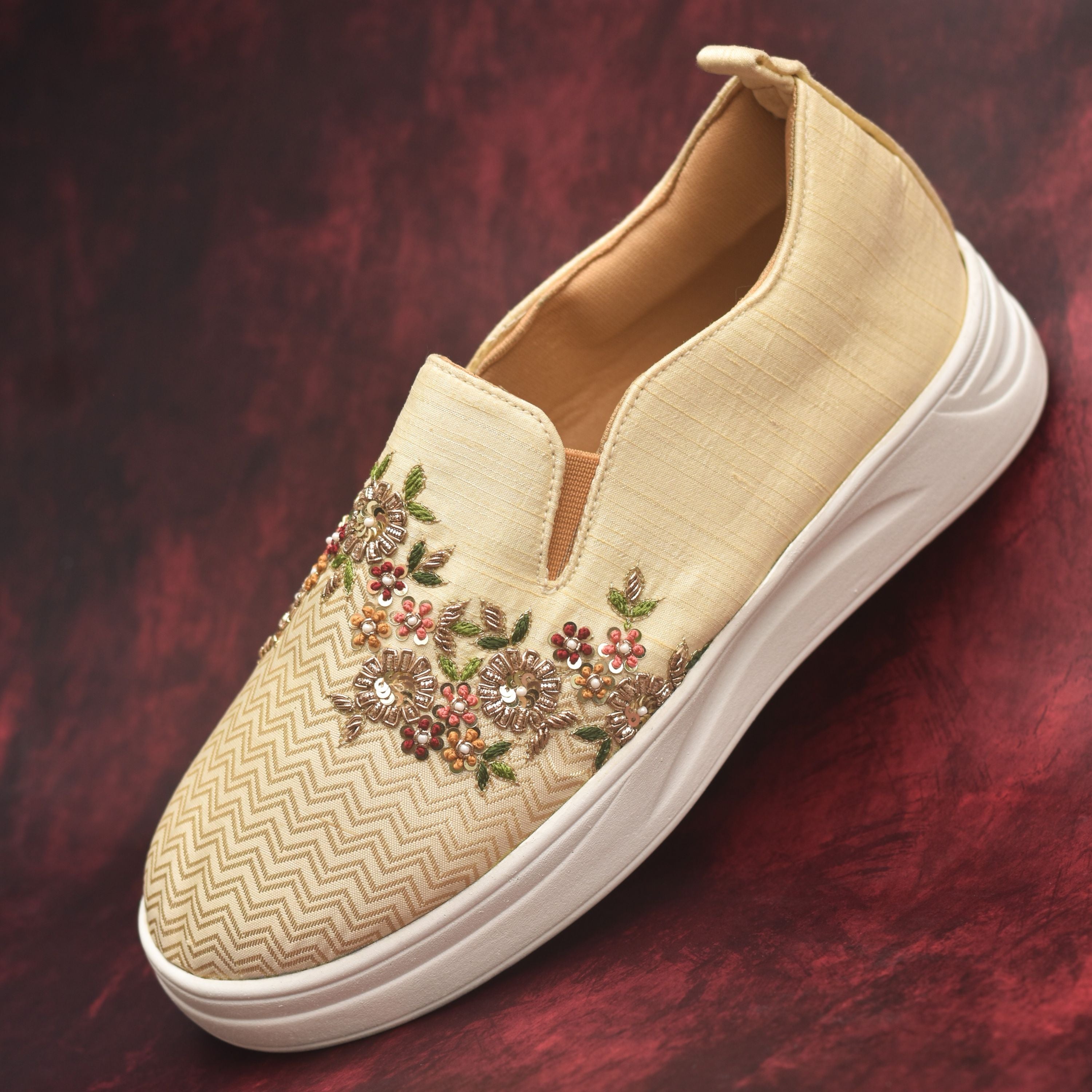 Ode Party Sneakers Festive Slip-on Golden Shoes for Bride's Mother