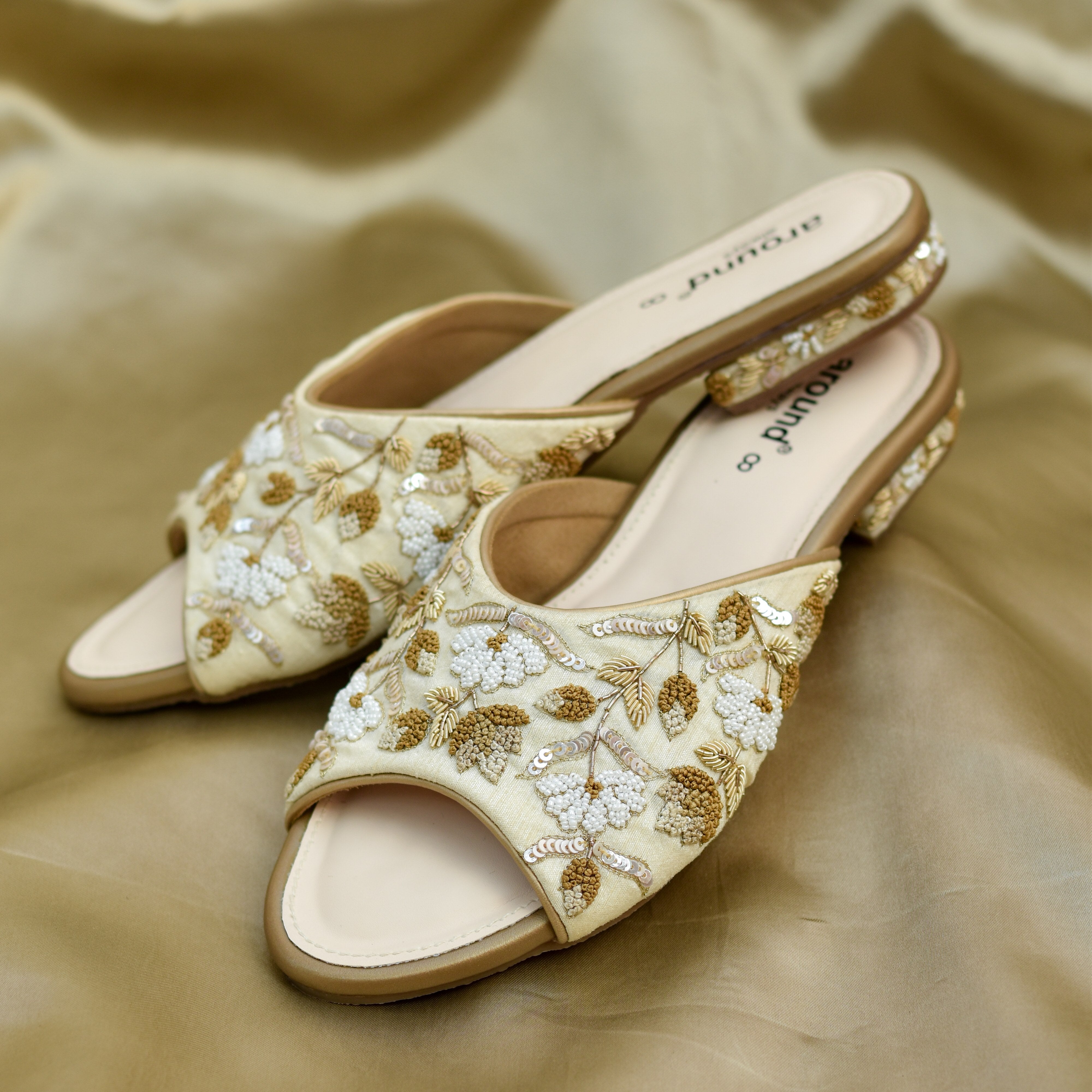 Bridal Chappal Flat Slippers For Wedding Rose Gold Marriage