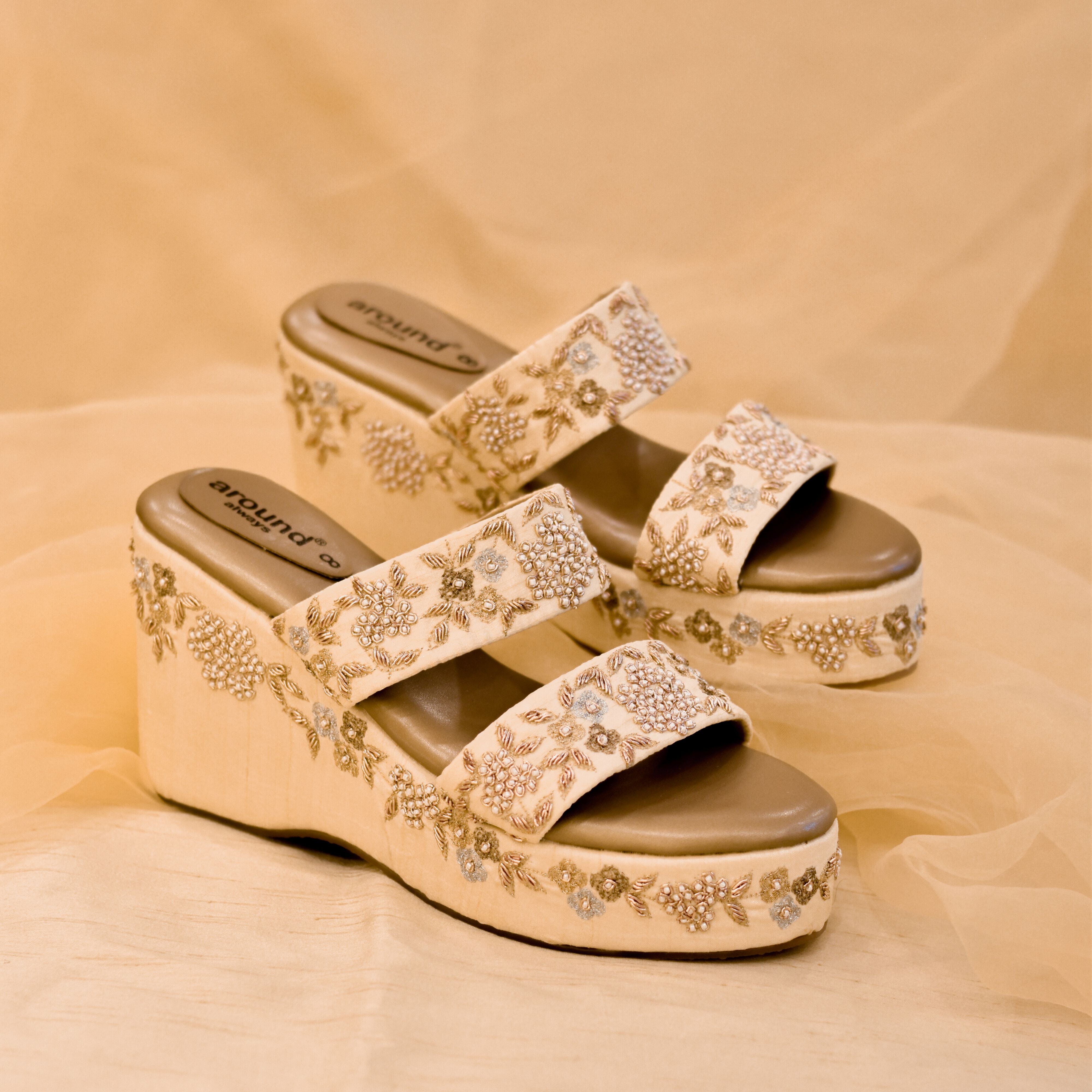 Zuri Platform Heels Golden Wedding Shoes For Brides