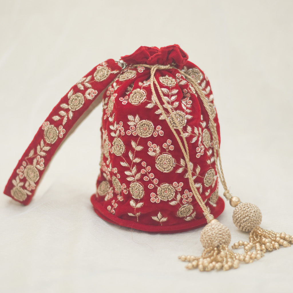 Red and Golden Potli for Wedding envelopes and mobiles