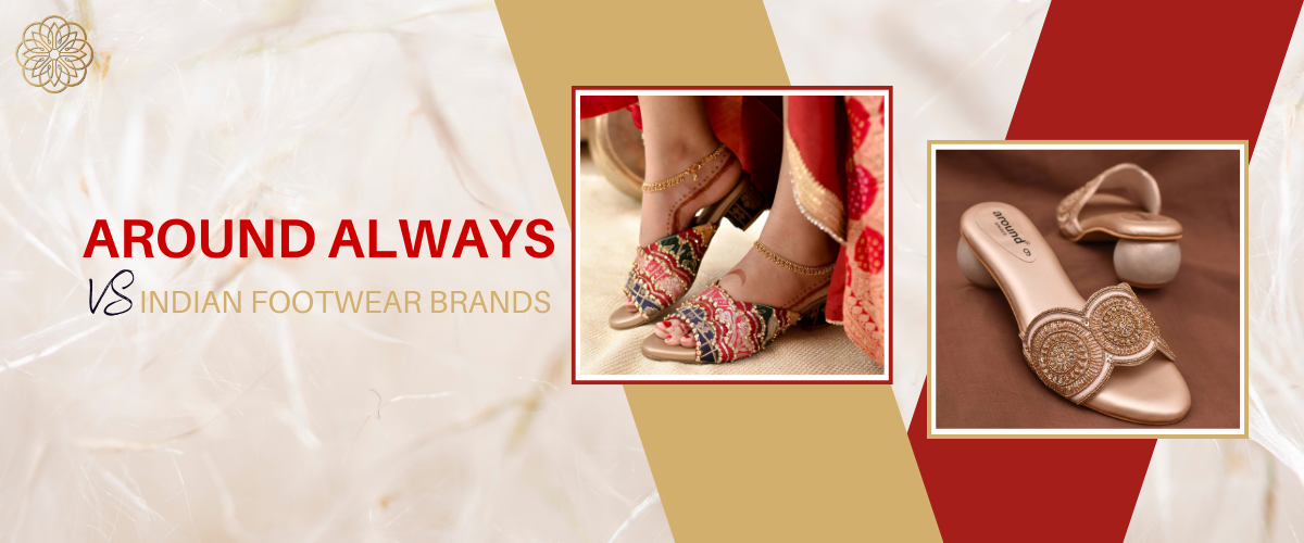 Around Always ivory bridal sneakers with embroidered detailing compared to classic Indian juttis for comfort and style