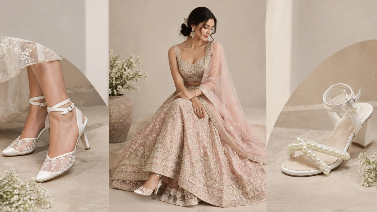 How to Style White Wedding Heels with Different Lehenga Colours