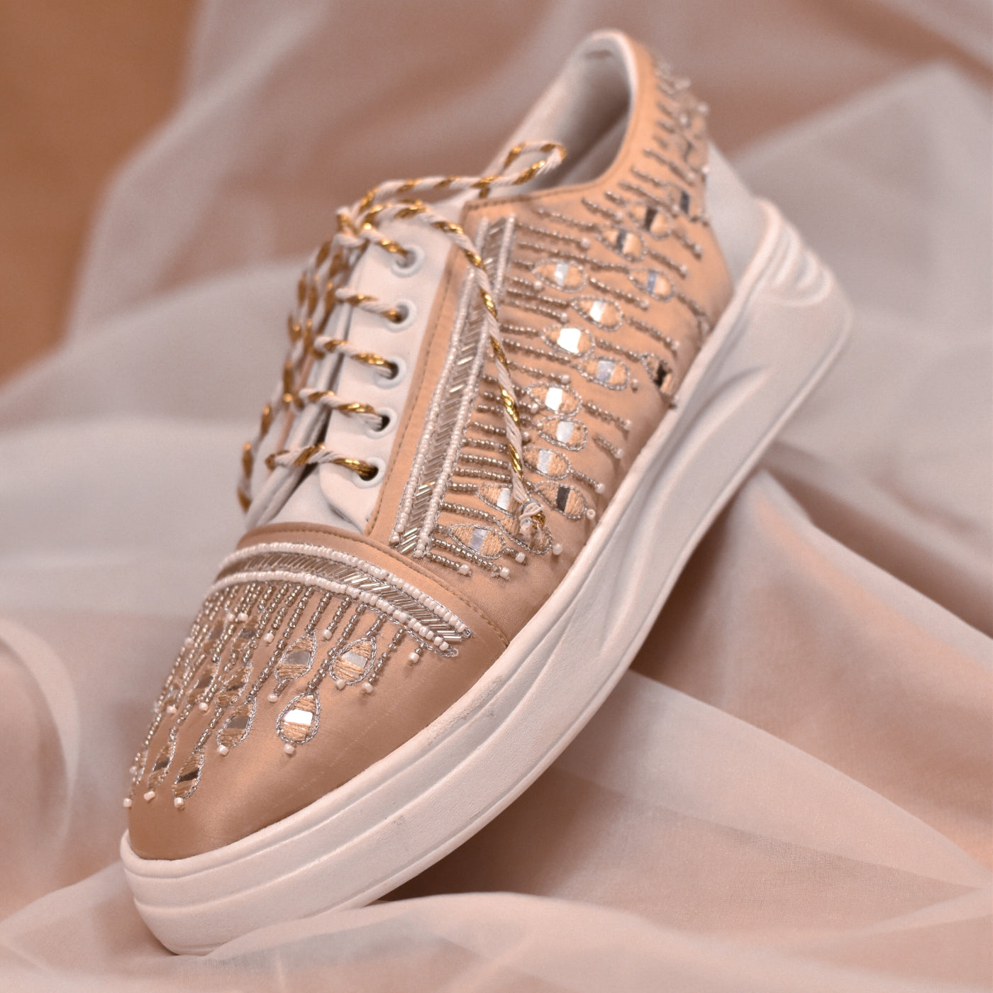 Wedding Sneakers with Mirror Work Aarshi Pastel Bridal Sneakers