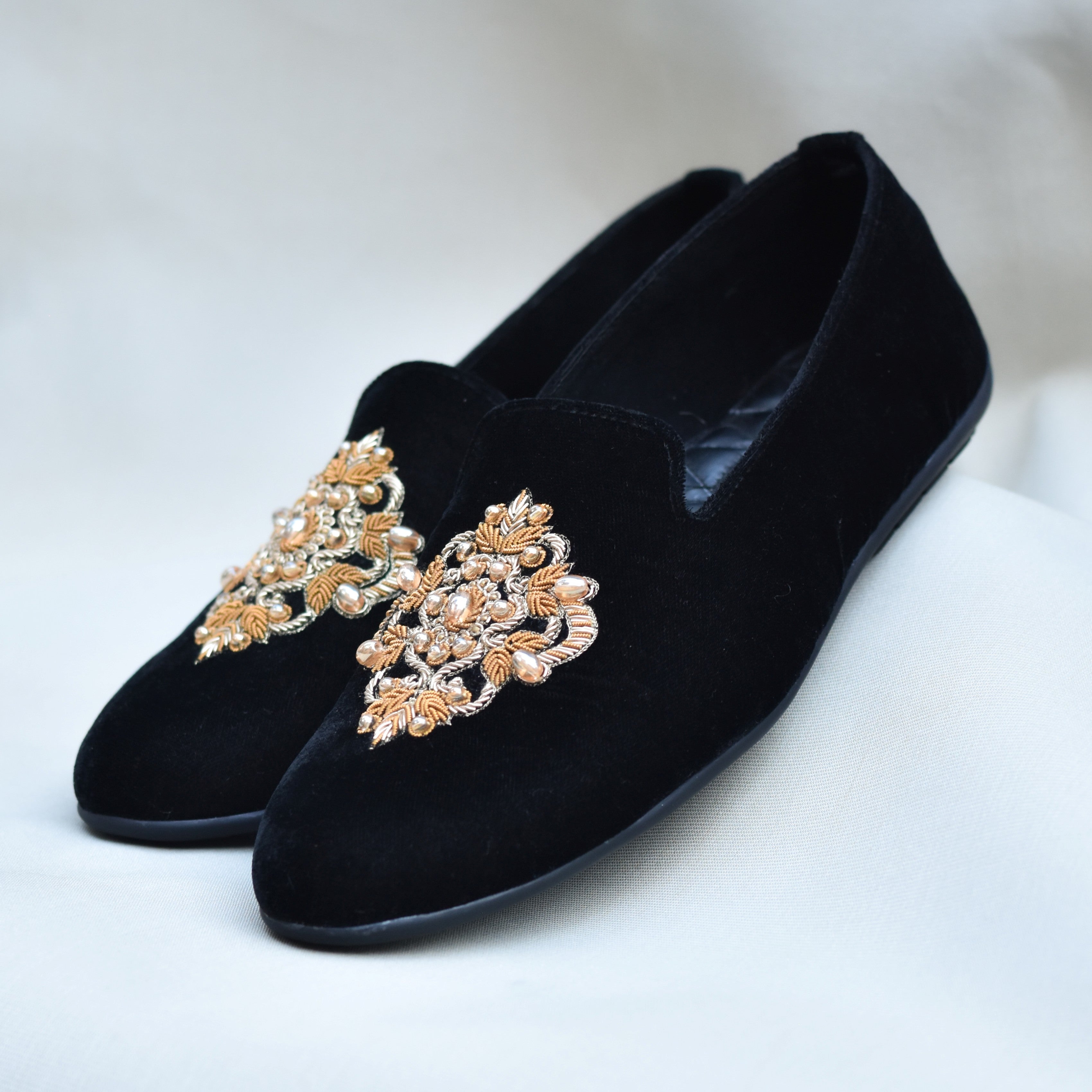 Men's Indowestern loafers with zardozi hand work