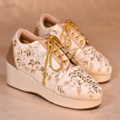 Tone on tone trendy wedding sneakers for bride