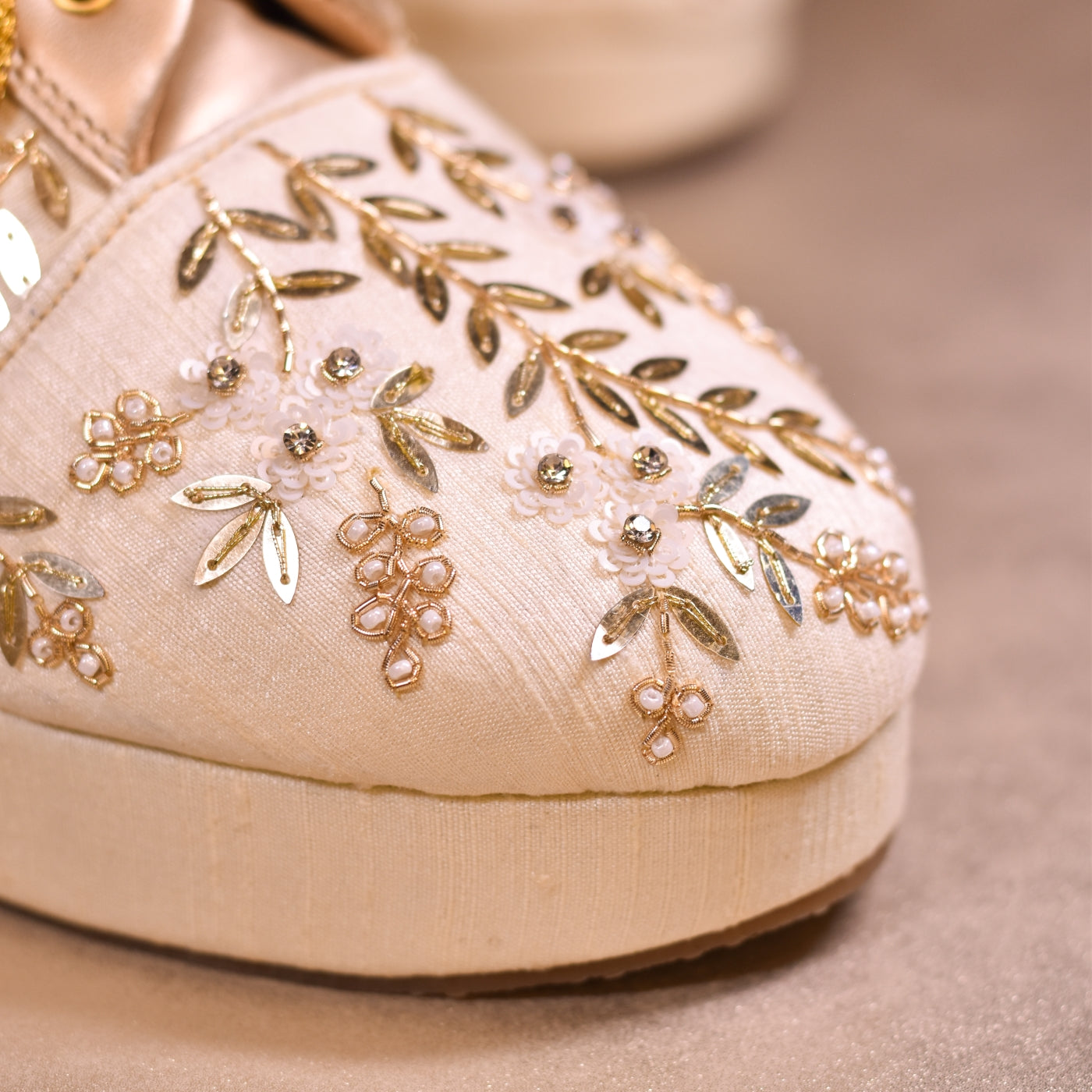 Trendy embellished embroidery sneakers for weddings