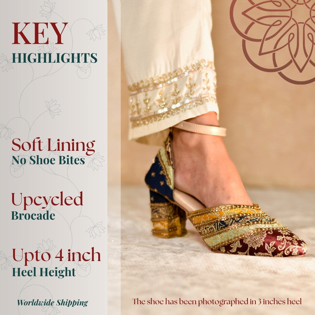 Brocade block heels for banarasi sarees and outfits for festivities and weddings