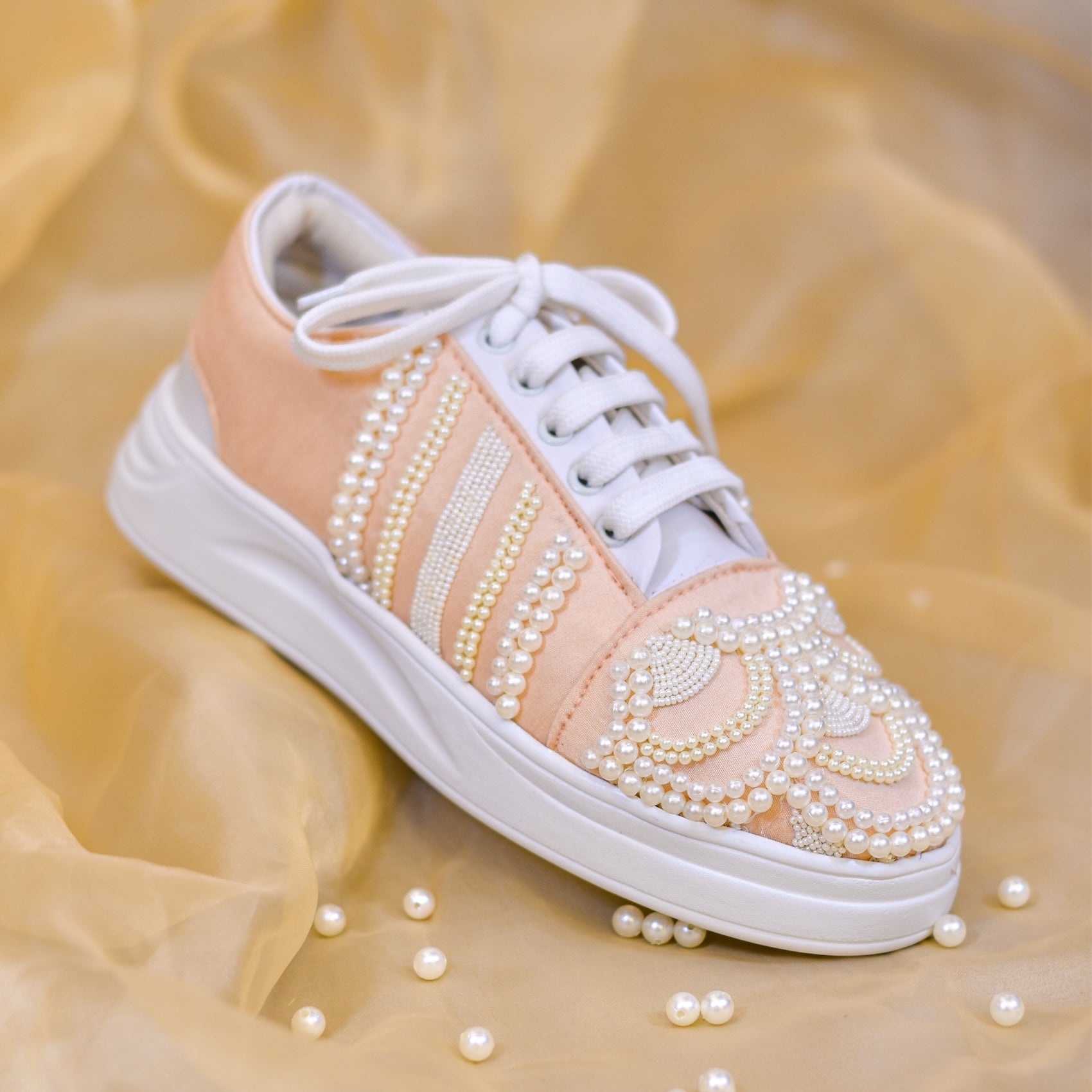 Pearl embroidery shoes for weddings and functions
