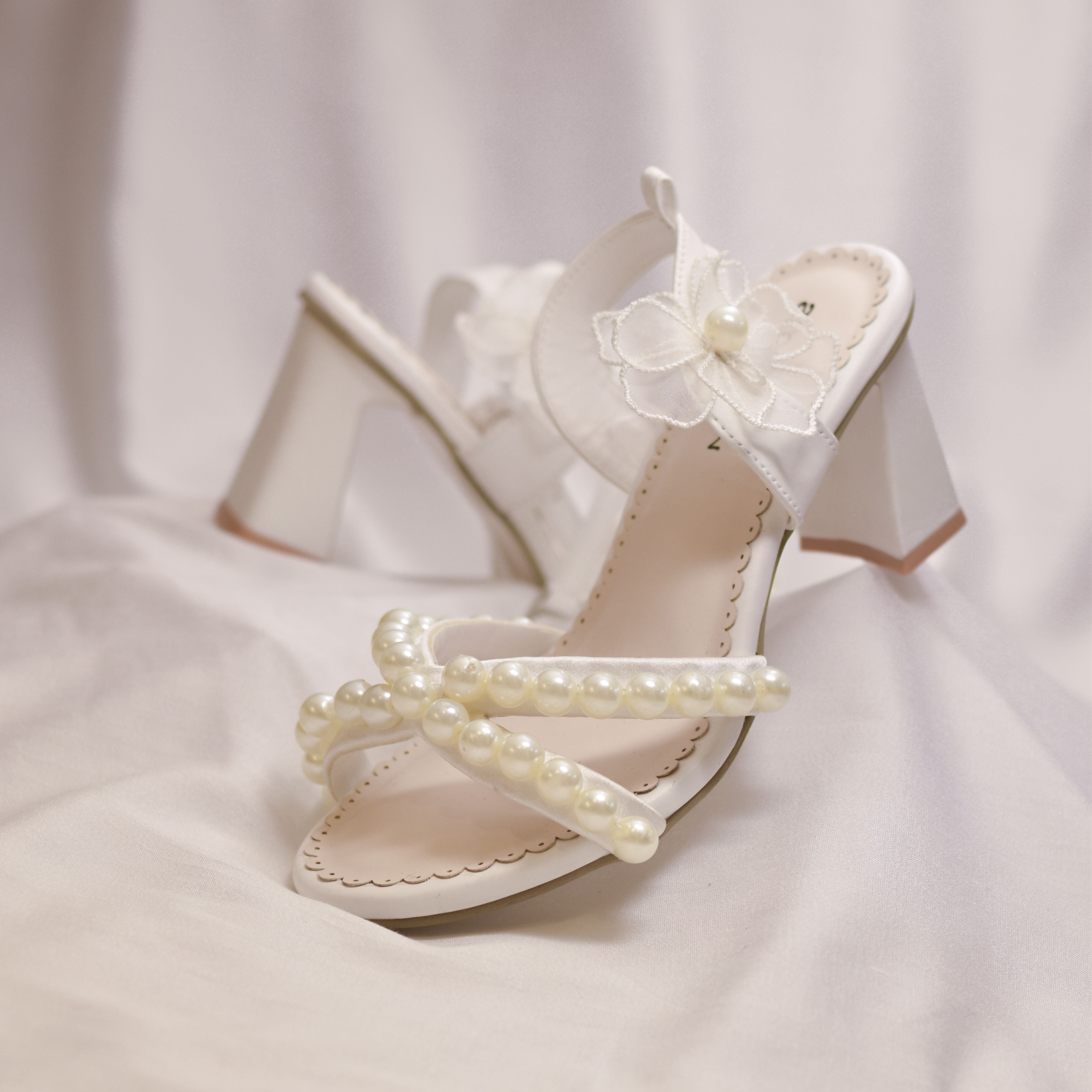 Designer wedding sandals with pearl embroidery for Christian brides