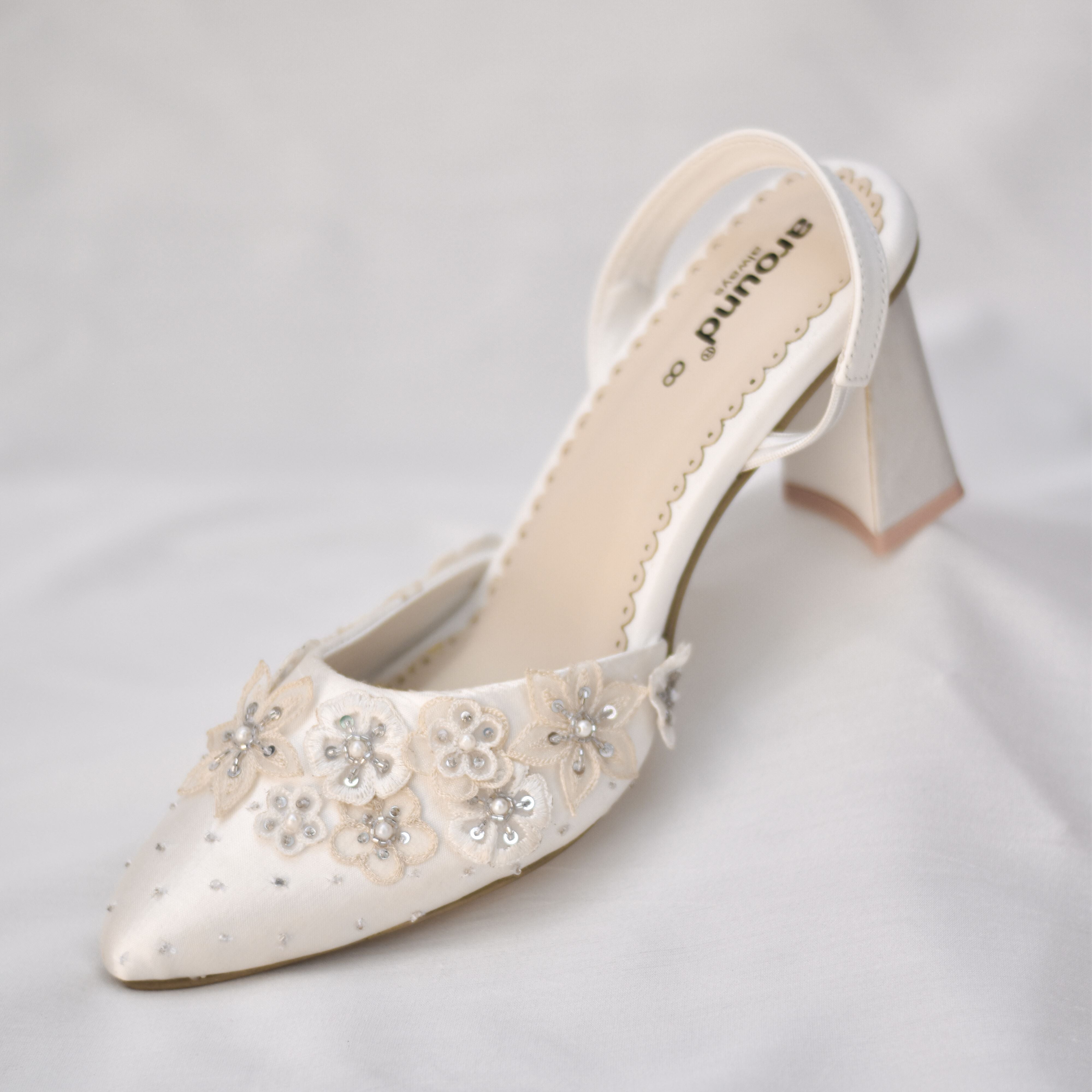 Bliss Slip-on Mules Intricate Floral Wedding Heels