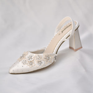 Bliss Slip-on Mules | 3D Floral Wedding Heels