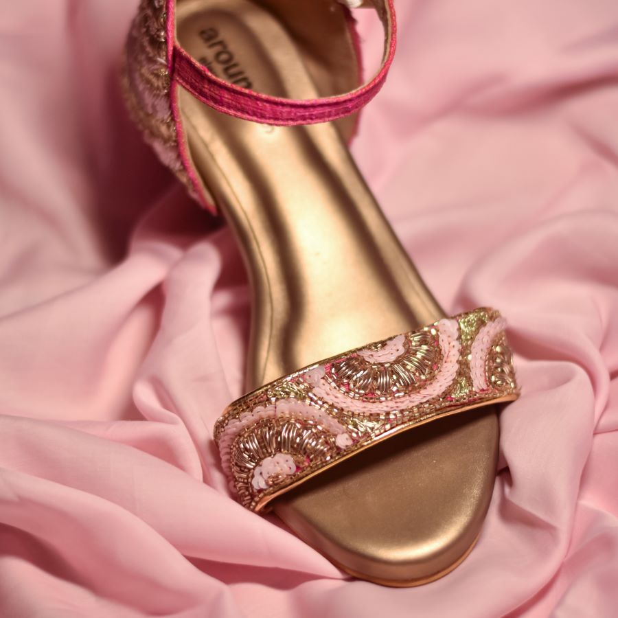 Embellished golden sneaker shoes for Indian weddings worldwide