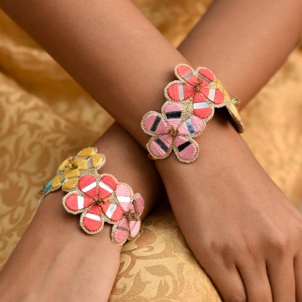 Decorative hathphool to wear during themed haldi celebration during destination weddings