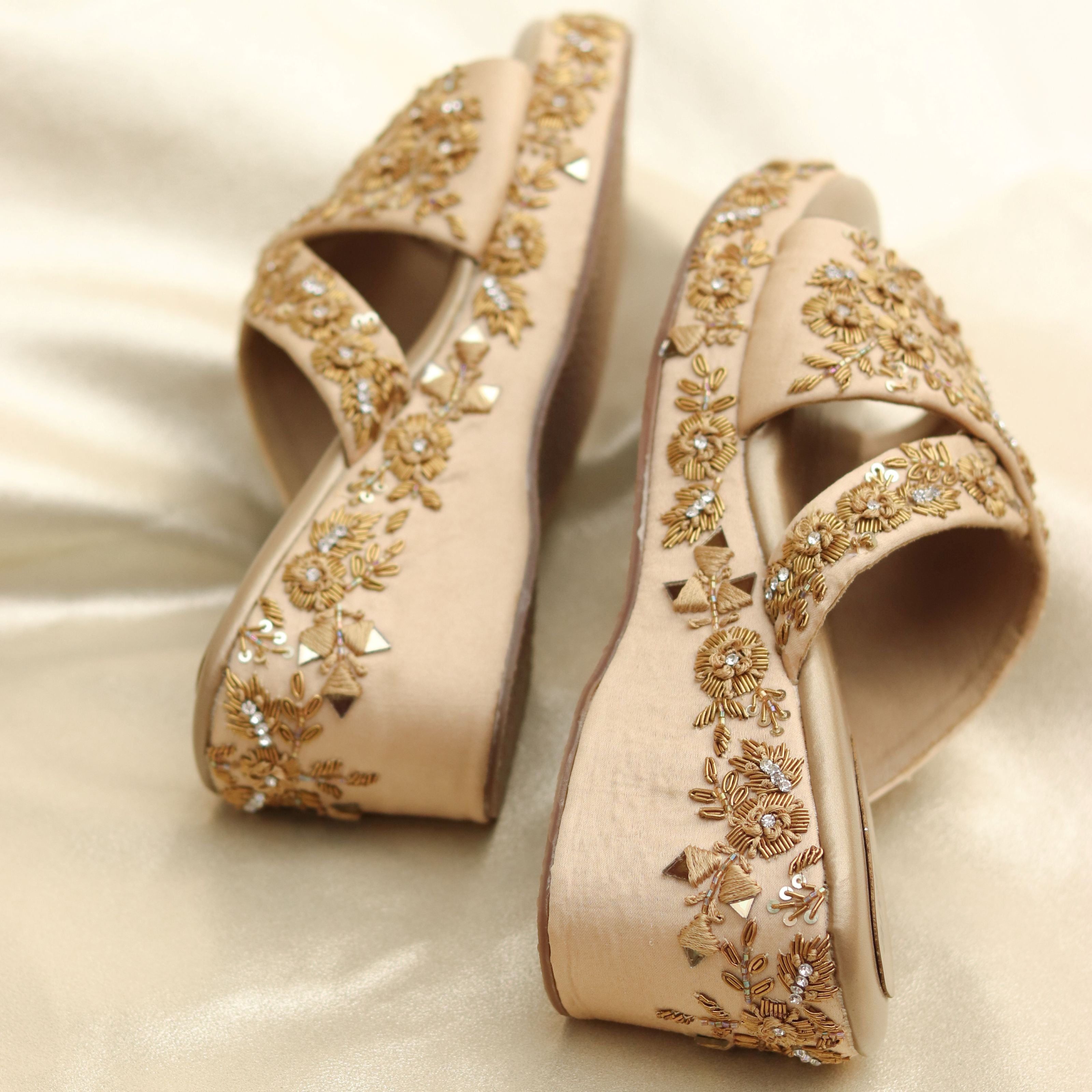 Buttercup Wedges Golden Mirror Heels