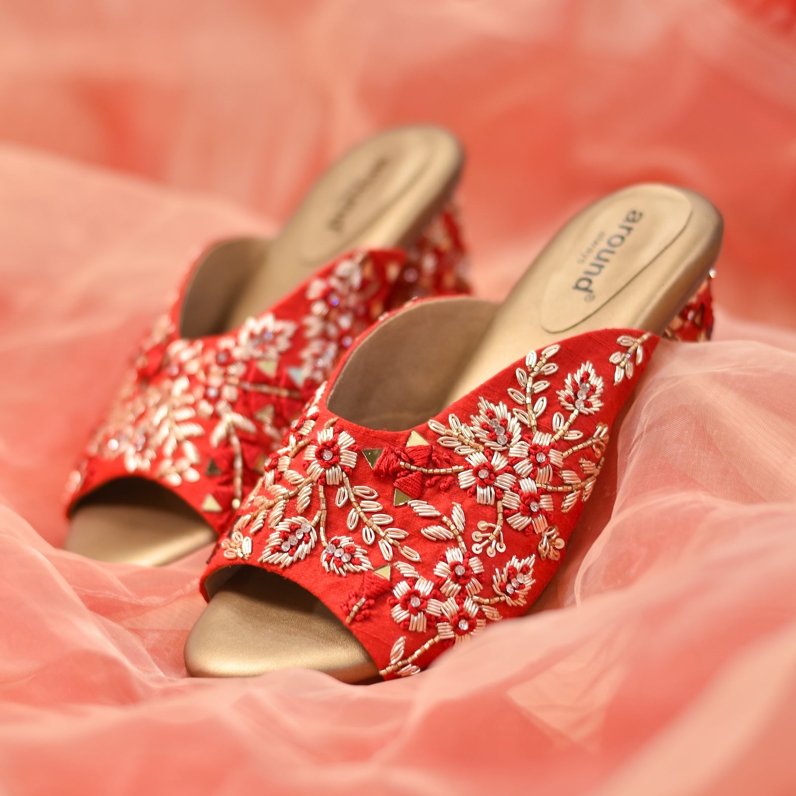 Red bridal heels for traditional Indian weddings