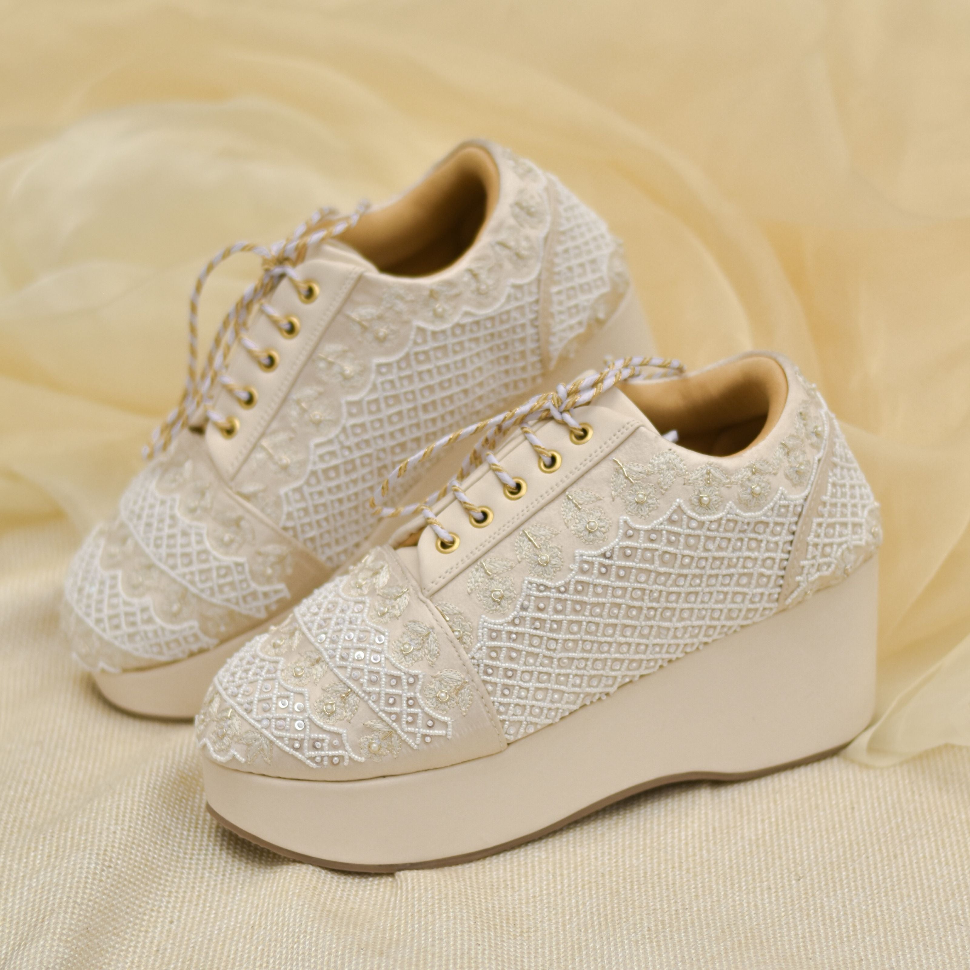 Ethnic-inspired platform sneakers for modern Indian wedding outfits