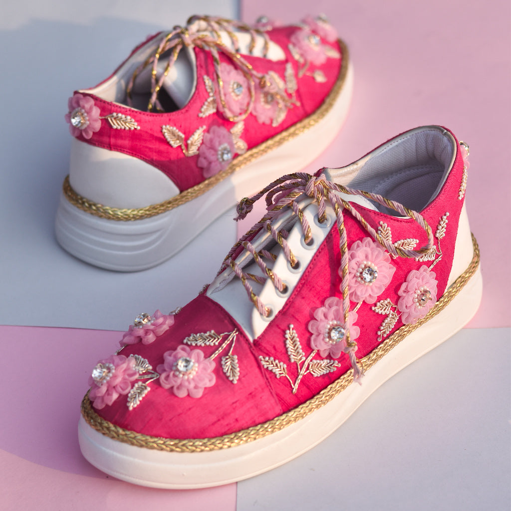 Carina Pink Sneakers Bright Quirky Shoes for Weddings and