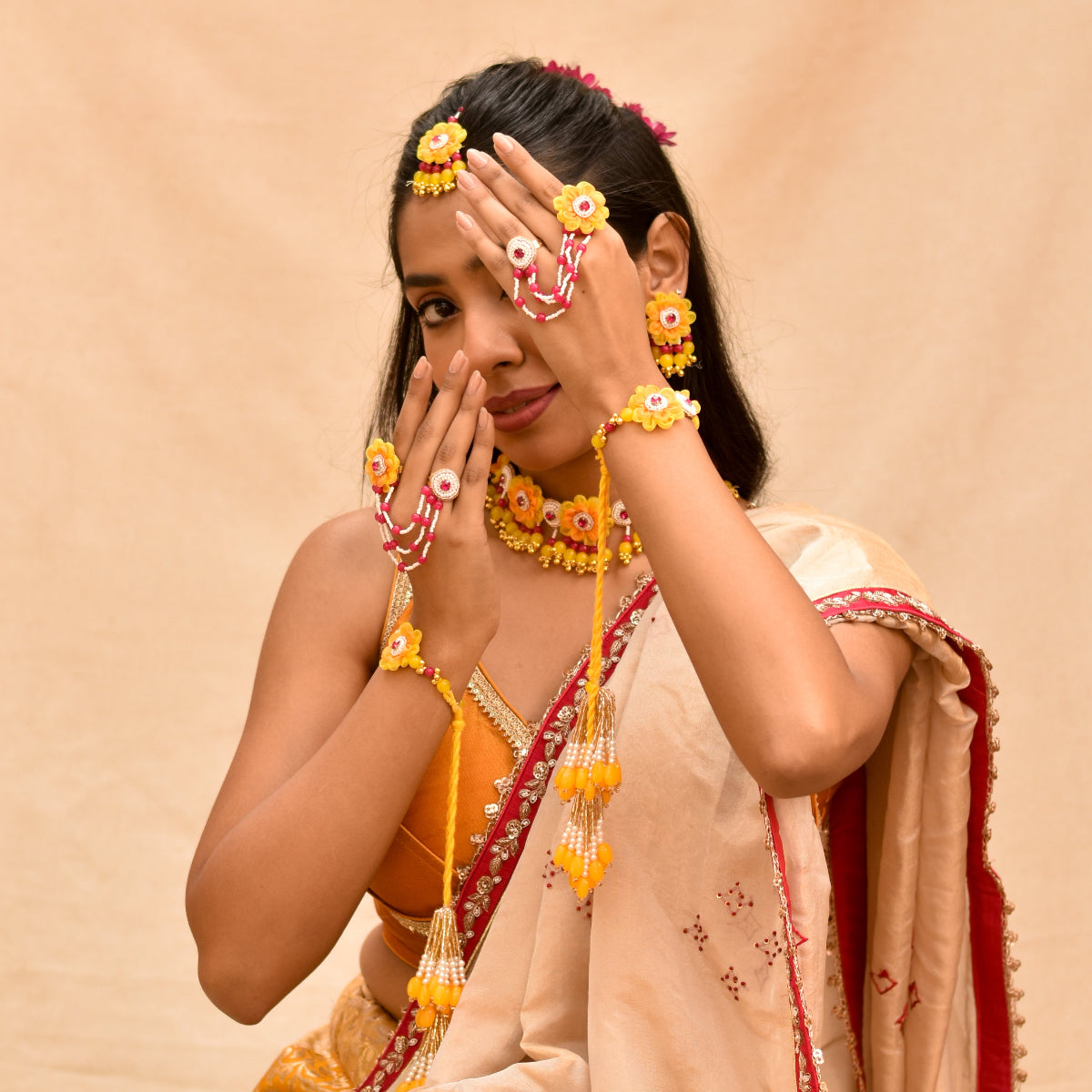 Haldi imitation jwellery for traditional Indian celebration