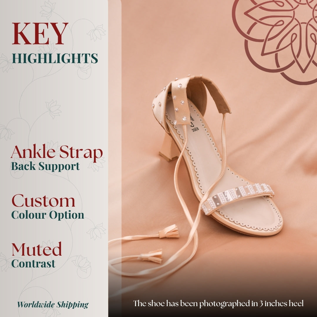 coral heeled sandal lace up with ankle strap 