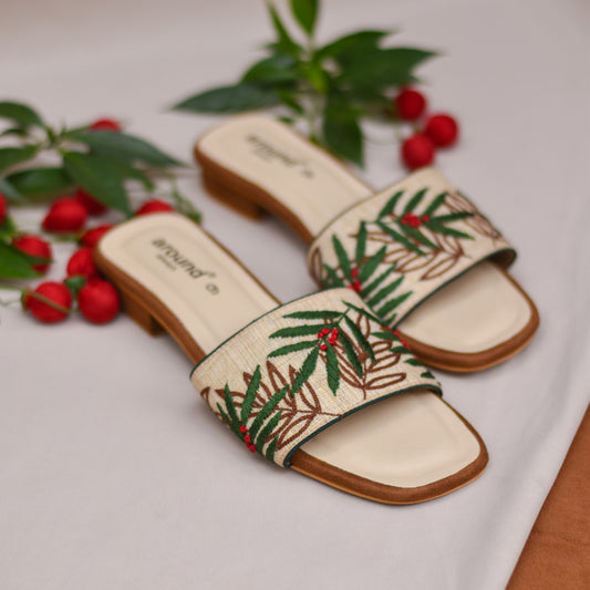 Premium embroidered sliders for casual wear for girls