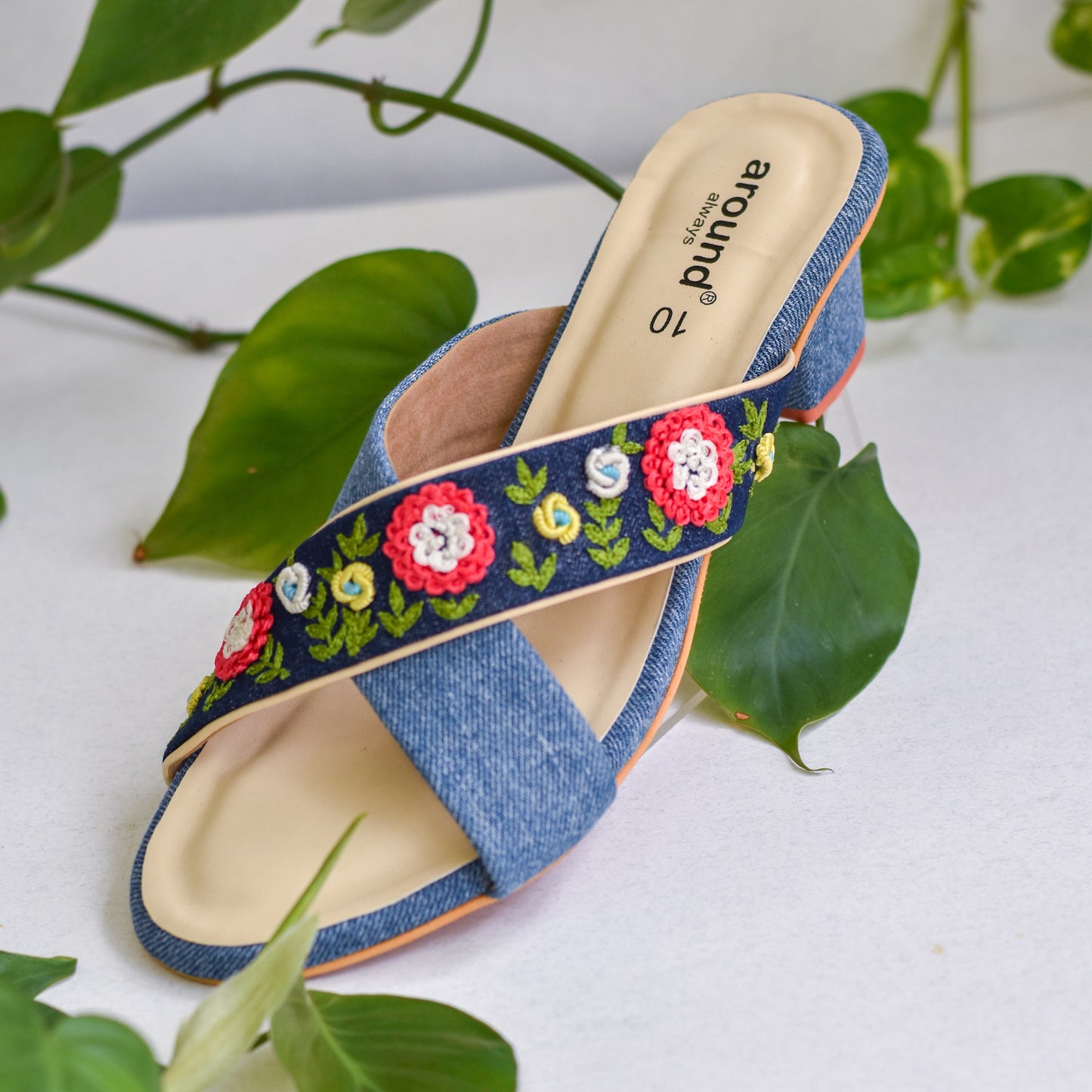 Premium hand embroidered casual footwear for girls