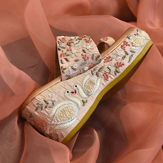 Embellished custom bridal footwear in tone on tone colours