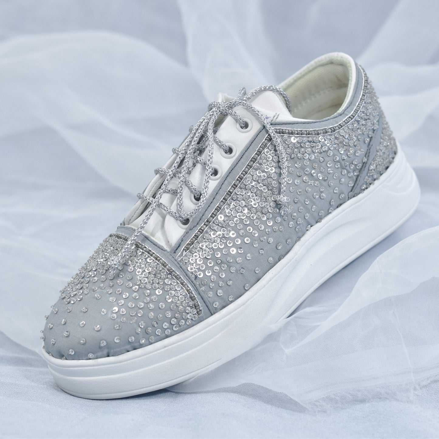 Designer bridal sneakers with hand embroidery