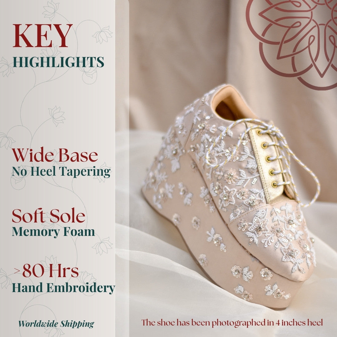 Soft sole tone on tone wedding sneakers with embroidered Indian motifs 