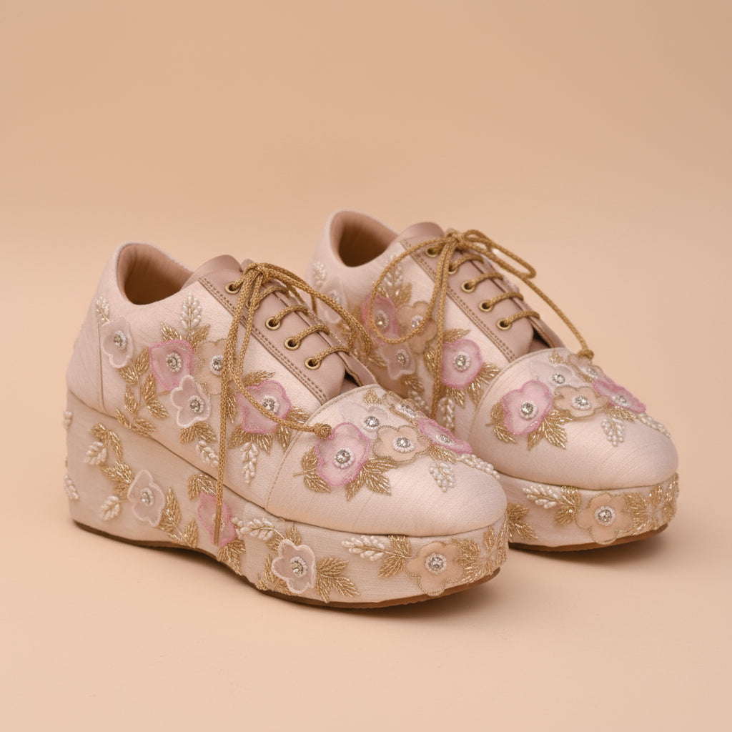 Embellished sneakers with heels for brides