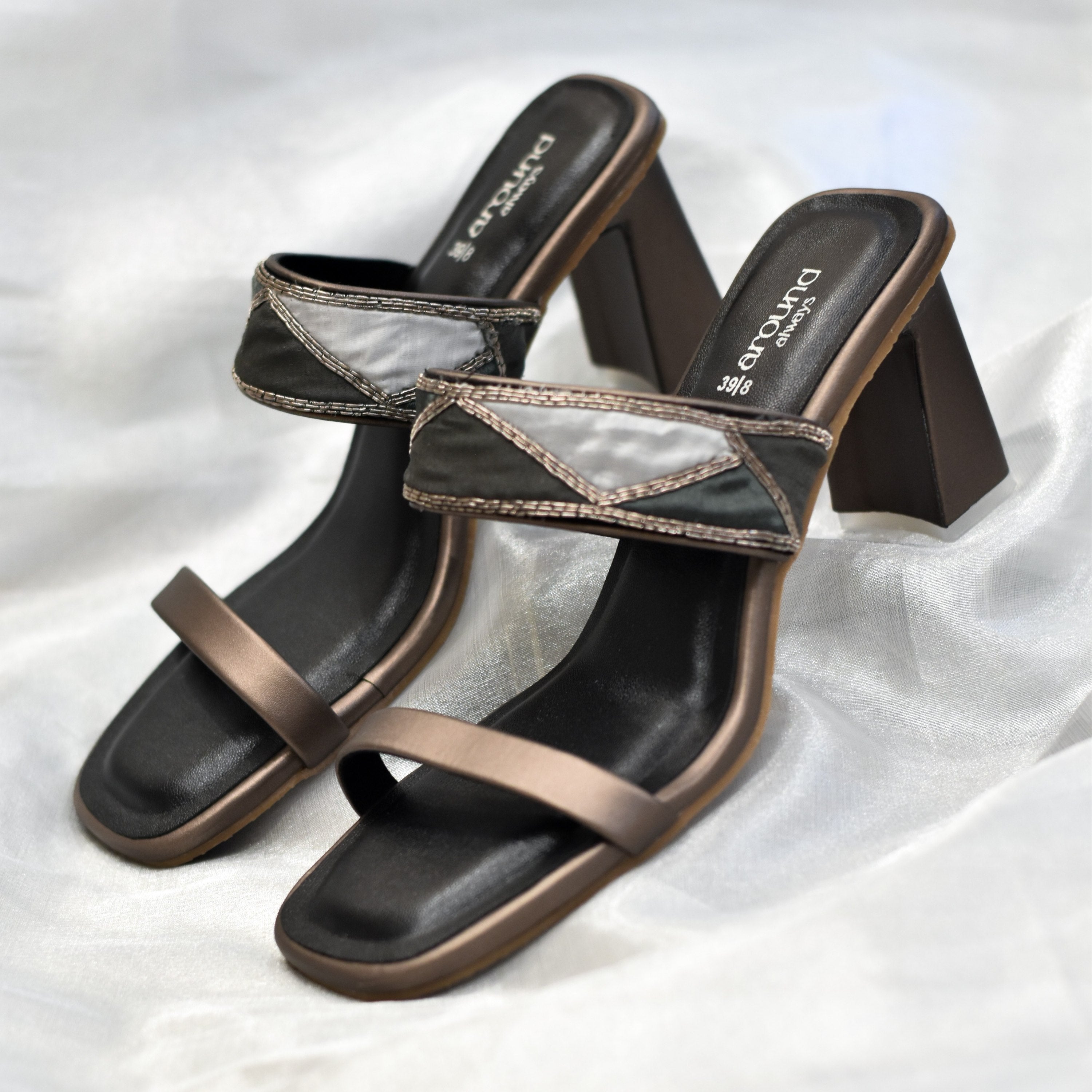 Subtle double strap sandals for Indian festive outfits 
