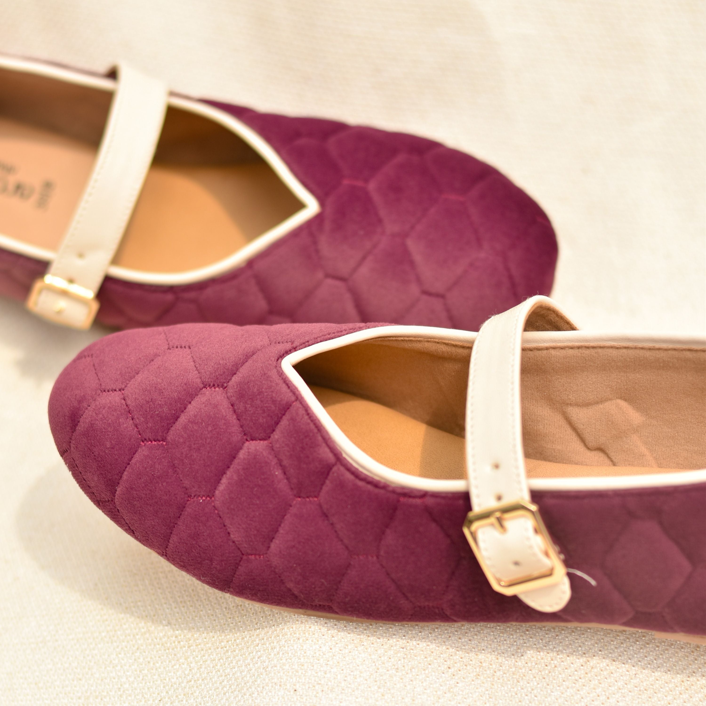 Enola Quilted Flats Ballet Mary Jane Shoes for Women for Formal