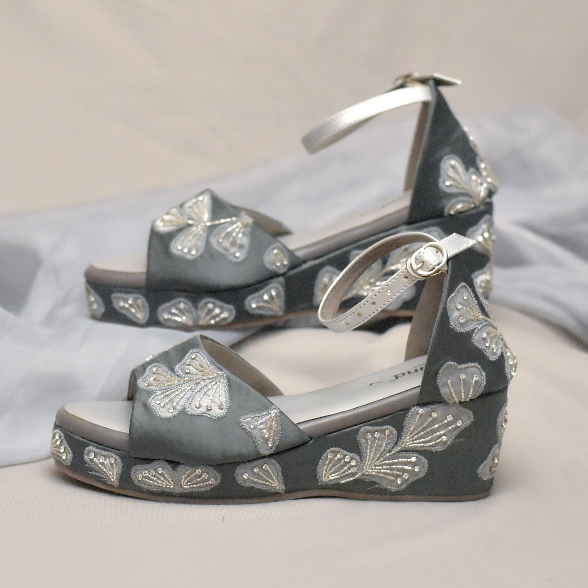 Esme Wedges | Grey Party Heels for Sangeet and Cocktail Night  aroundalways