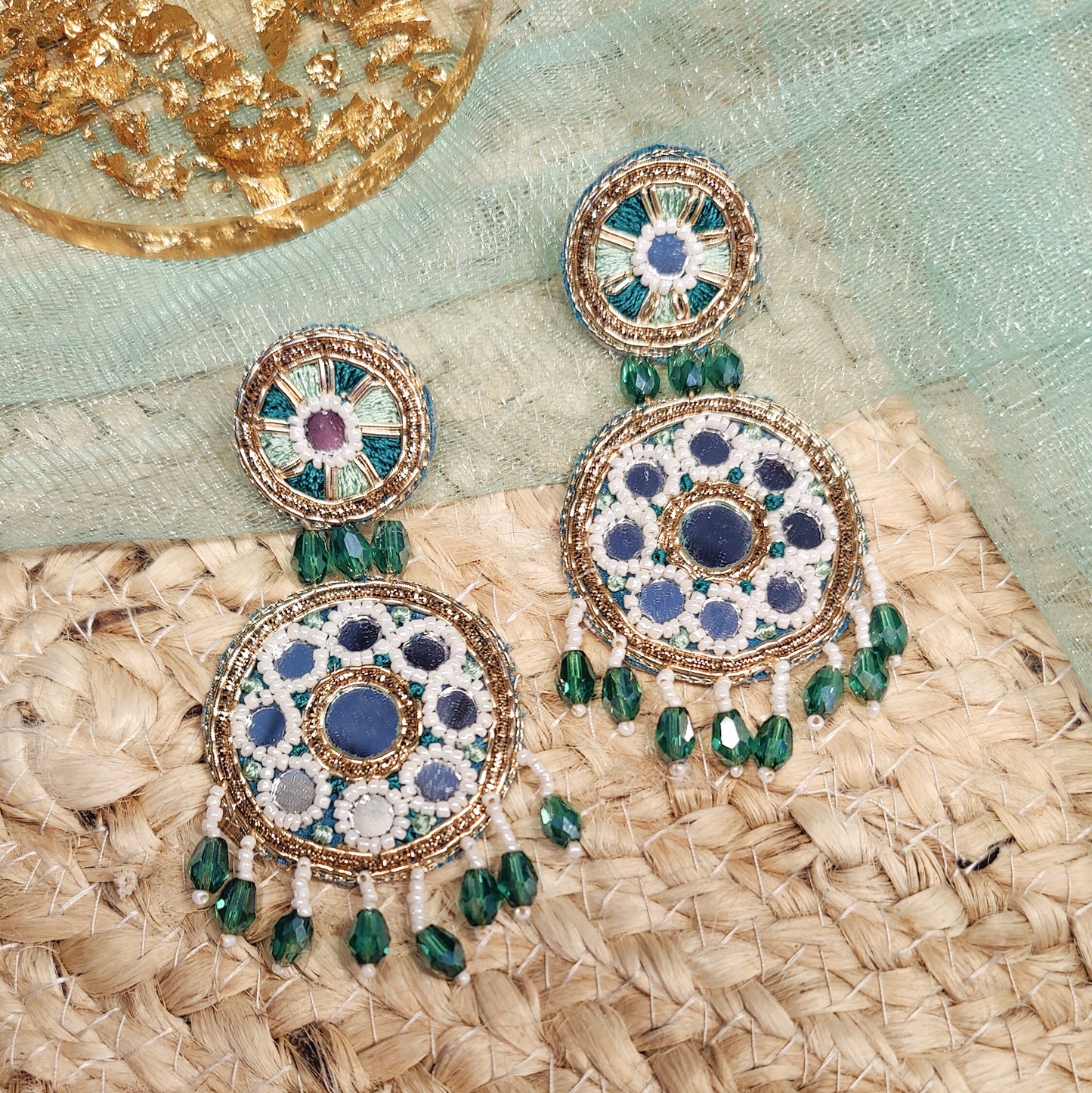 Turquoise Mirror Work Beaded Jewellery from India