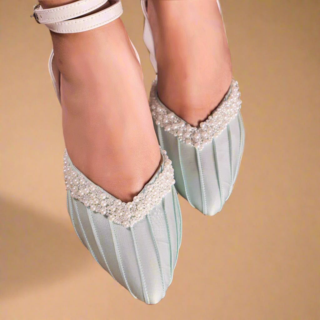 Ankle strap pointed toe mules for Christian wedding