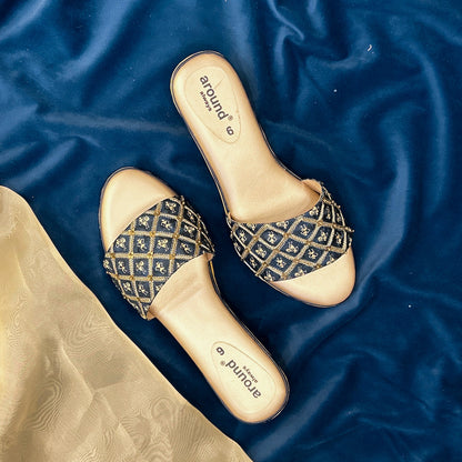 Navy blue sandals for kurti sets