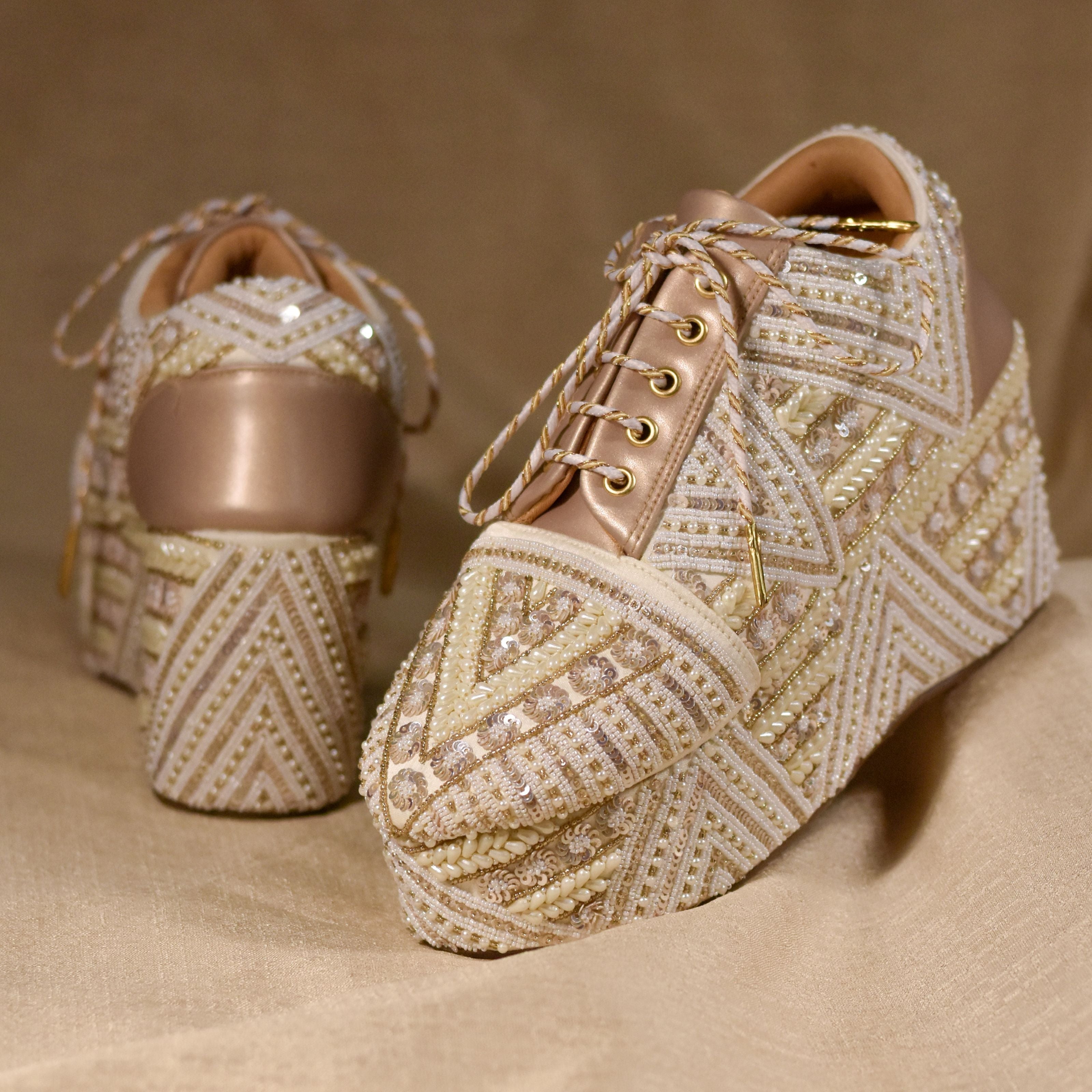 Bridal Sneakers with Hand Embroidered Bead Work