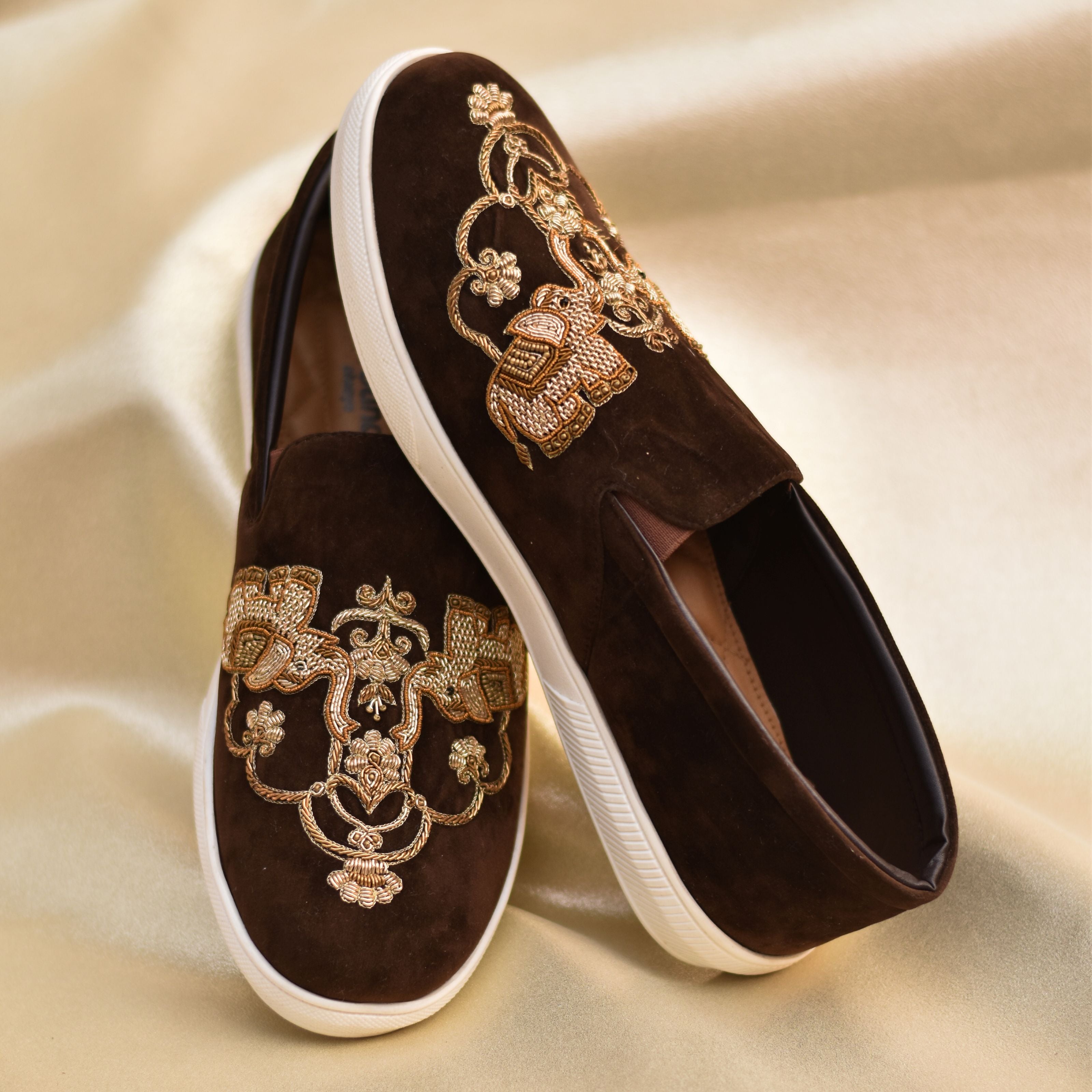 Gajj Sneakers Royal Brown Slip-on Shoes for Men's