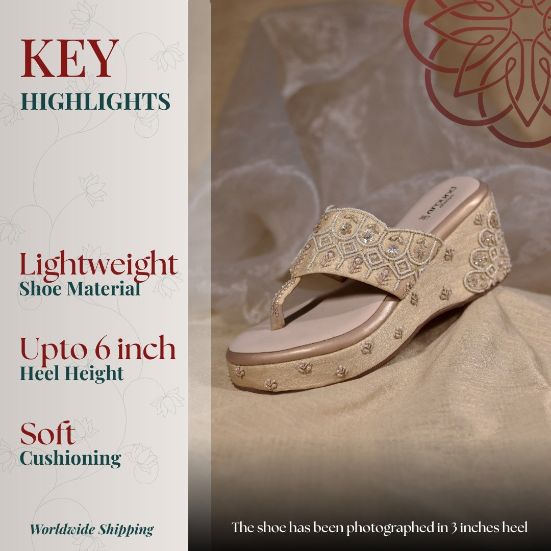 Festive wear wedges with handcrafted patterns and comfortable lift