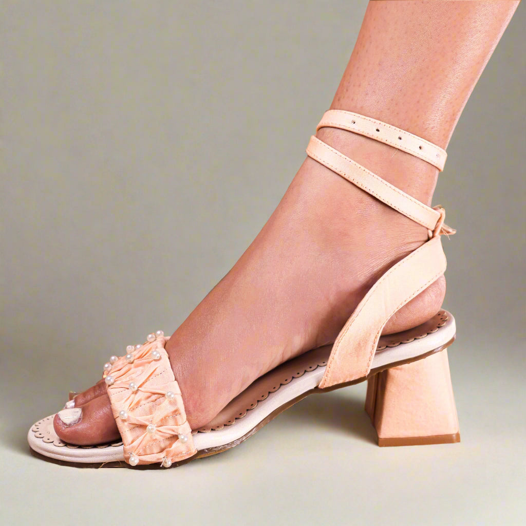 Pearl work wedding heels for Christian and Indian weddings