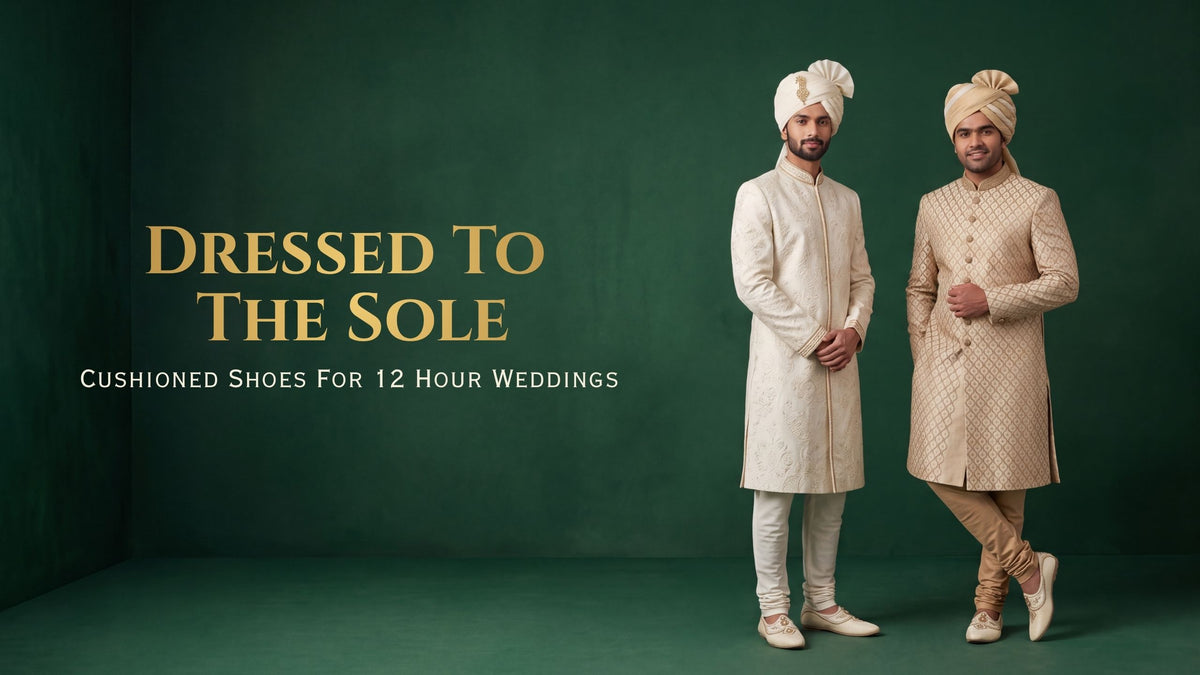 Comfortable men's wedding shoes for sherwanis with embroidery