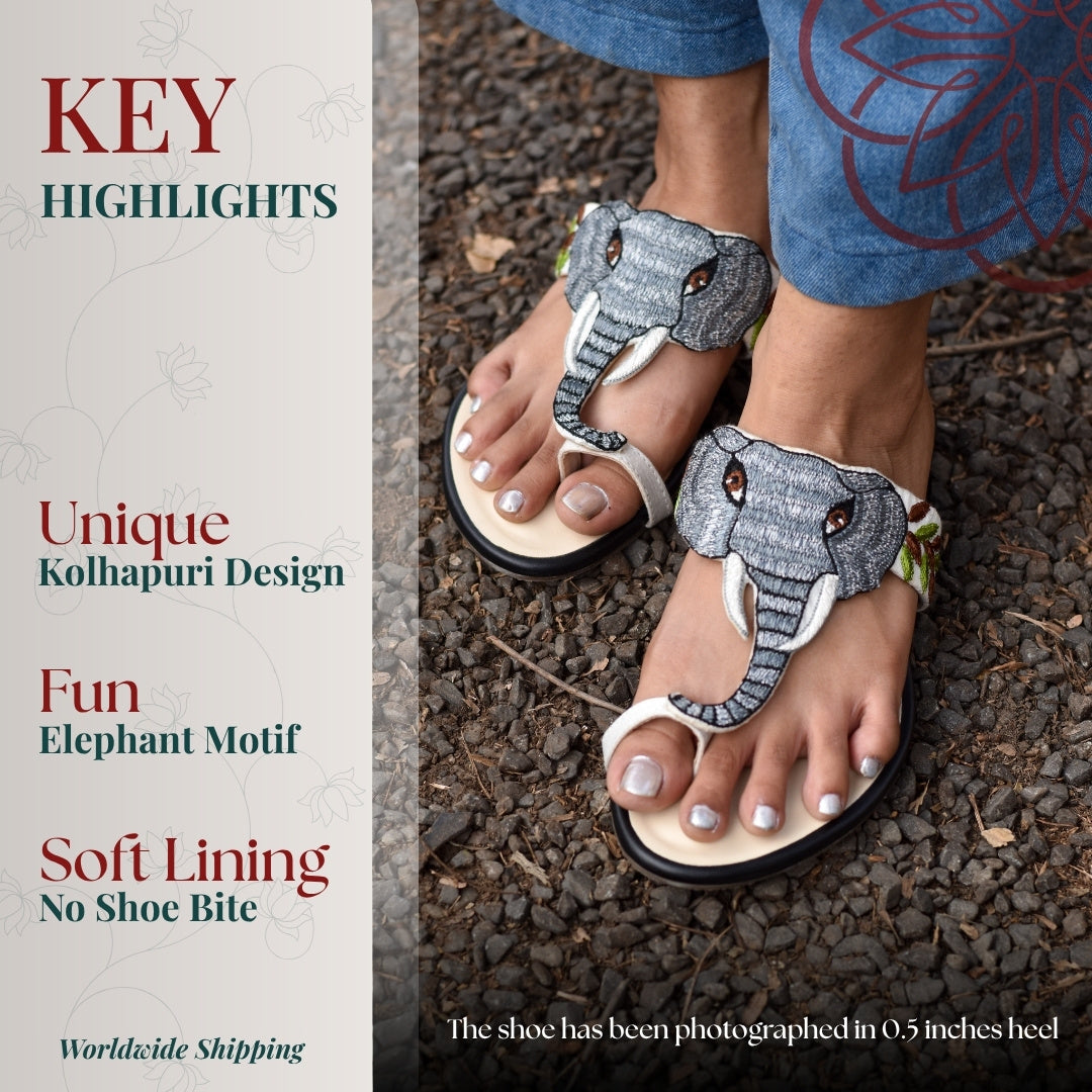 Casual flats with soft lining and playful elephant design