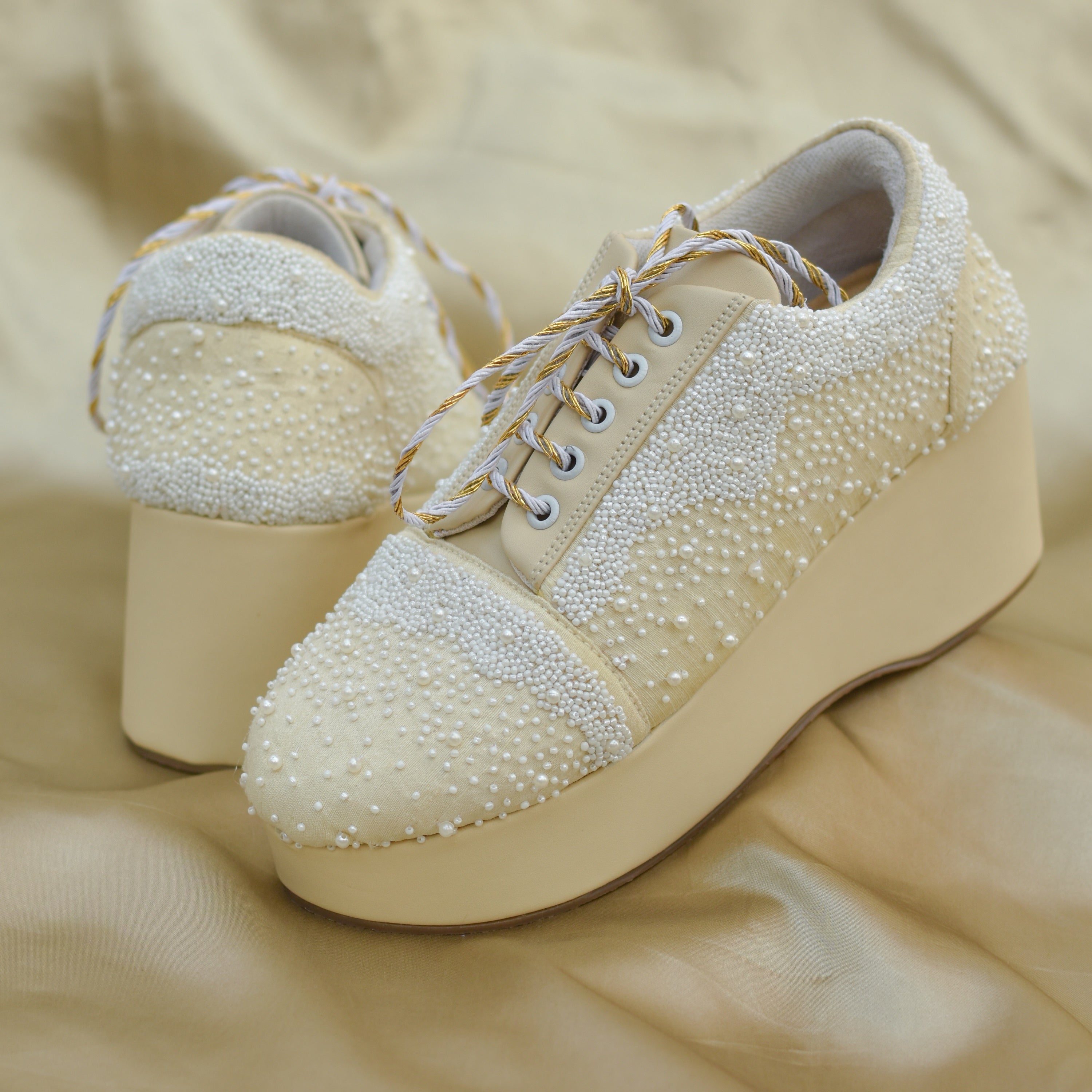 Buy Premium Bridal Sneakers Online White Pearl Indian Sneakers