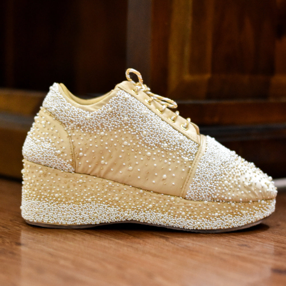 Indian Bridal Sneakers with embroidered heels for tone on tone gowns 