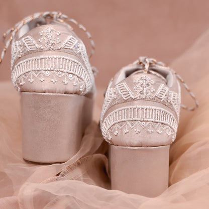 White high heel sneakers for bride to be