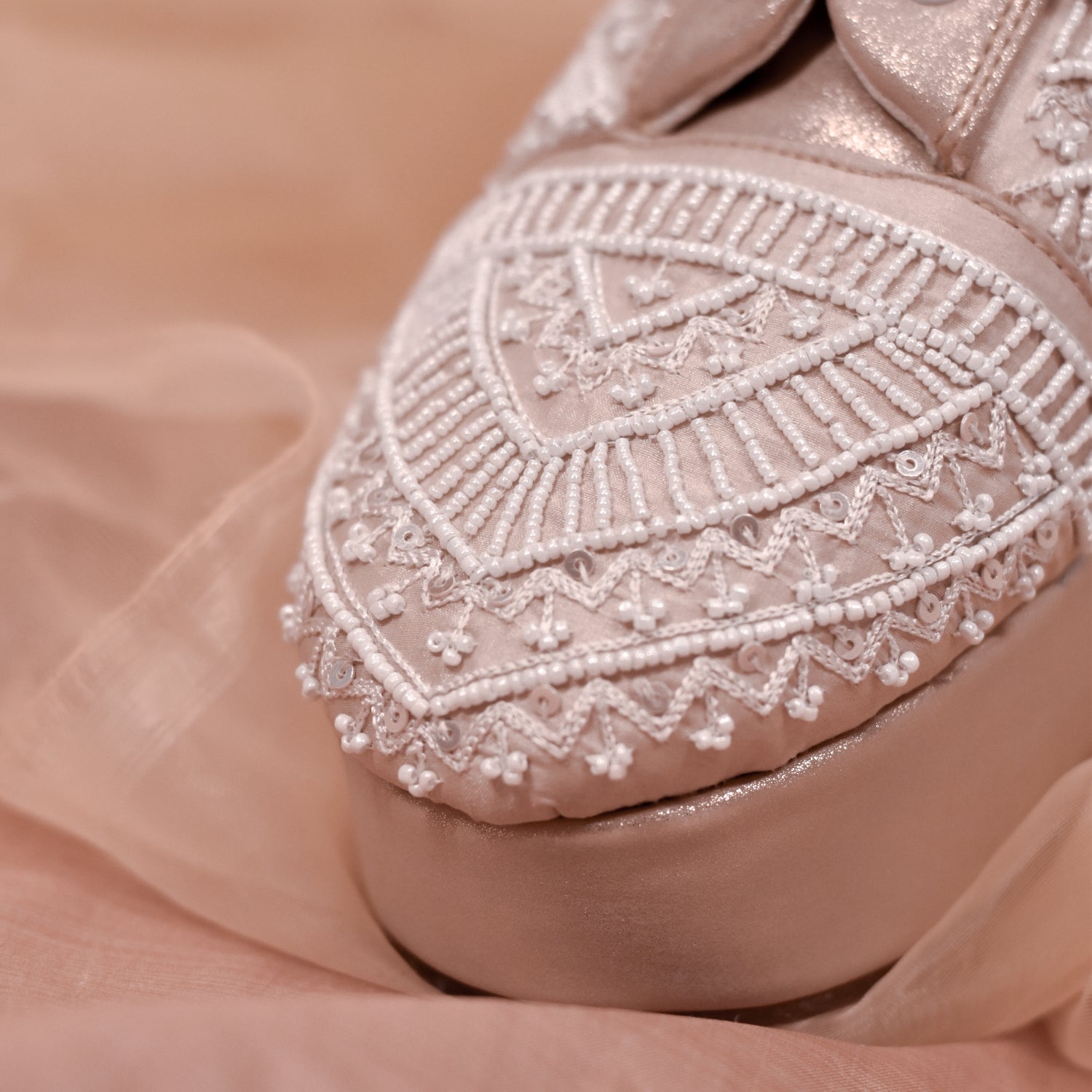 Pearl embroidered shoes for Christian wedding gowns