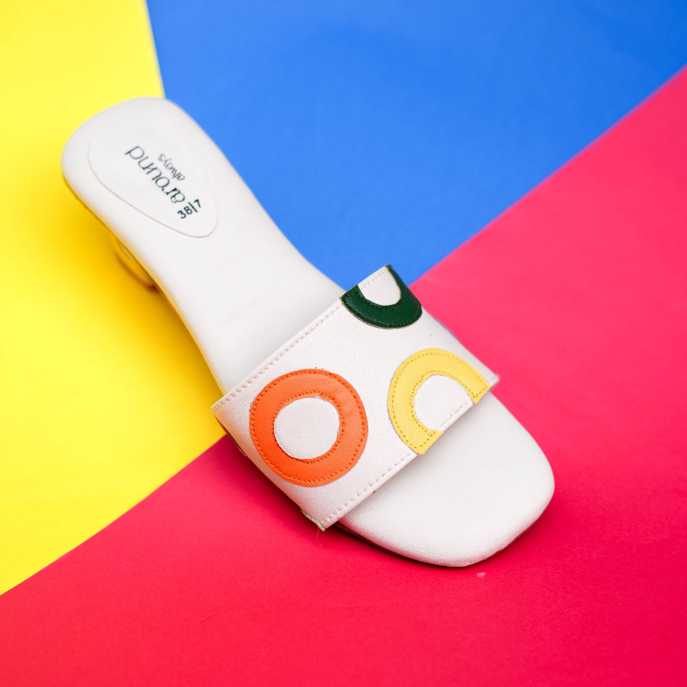 Around Always white open-toe Sandals with multicolour accents
