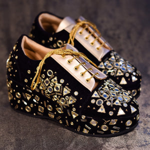 Mirror work boho bridal sneaker wedges for Indian wedding